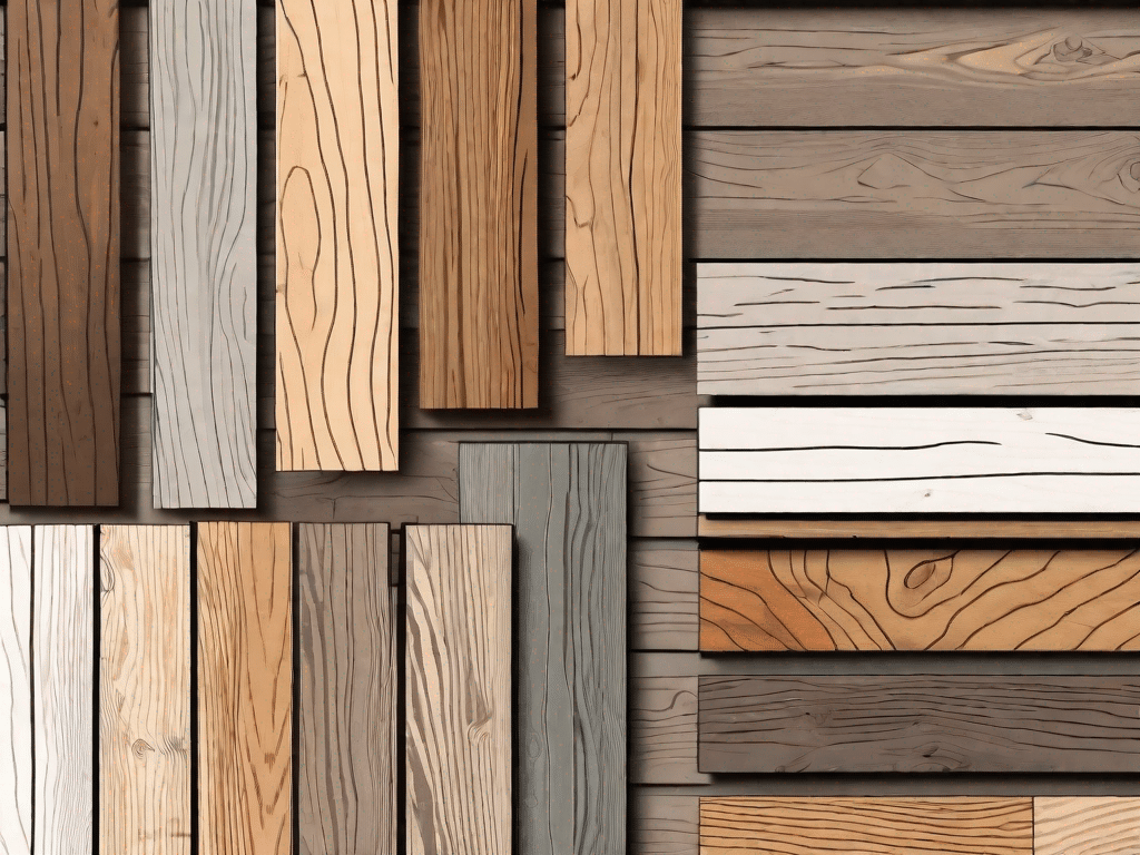Different types of wood flooring samples displayed in a cozy