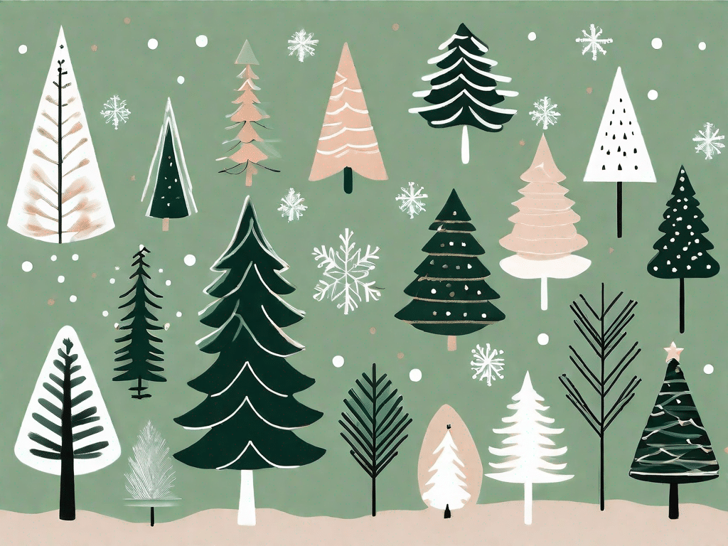 A variety of christmas trees in different shapes