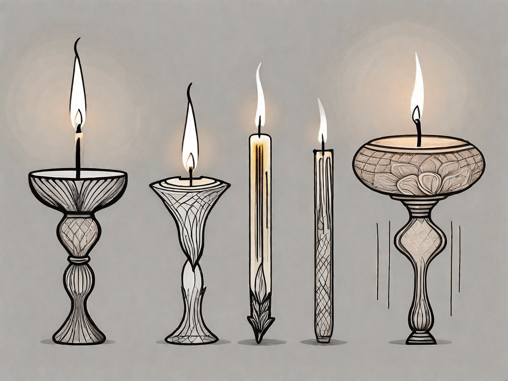 Four different stages of a candle