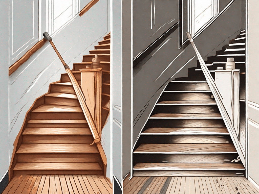 Two different scenes of wooden stairs