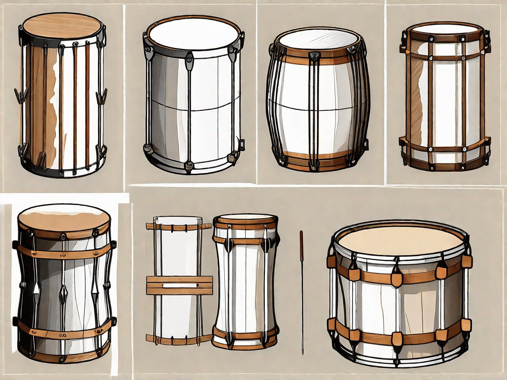 Various stages of a homemade drum construction