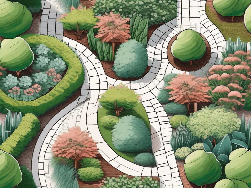 A variety of garden paths made from different materials such as stone