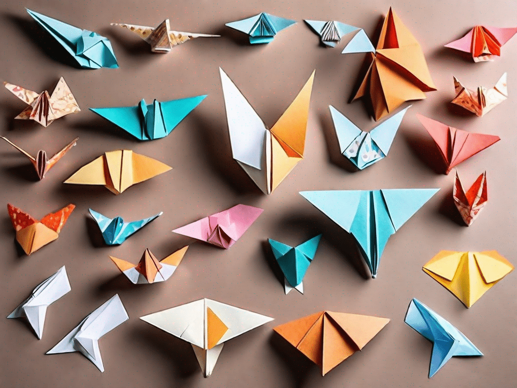 Various types of paper crafts such as origami animals