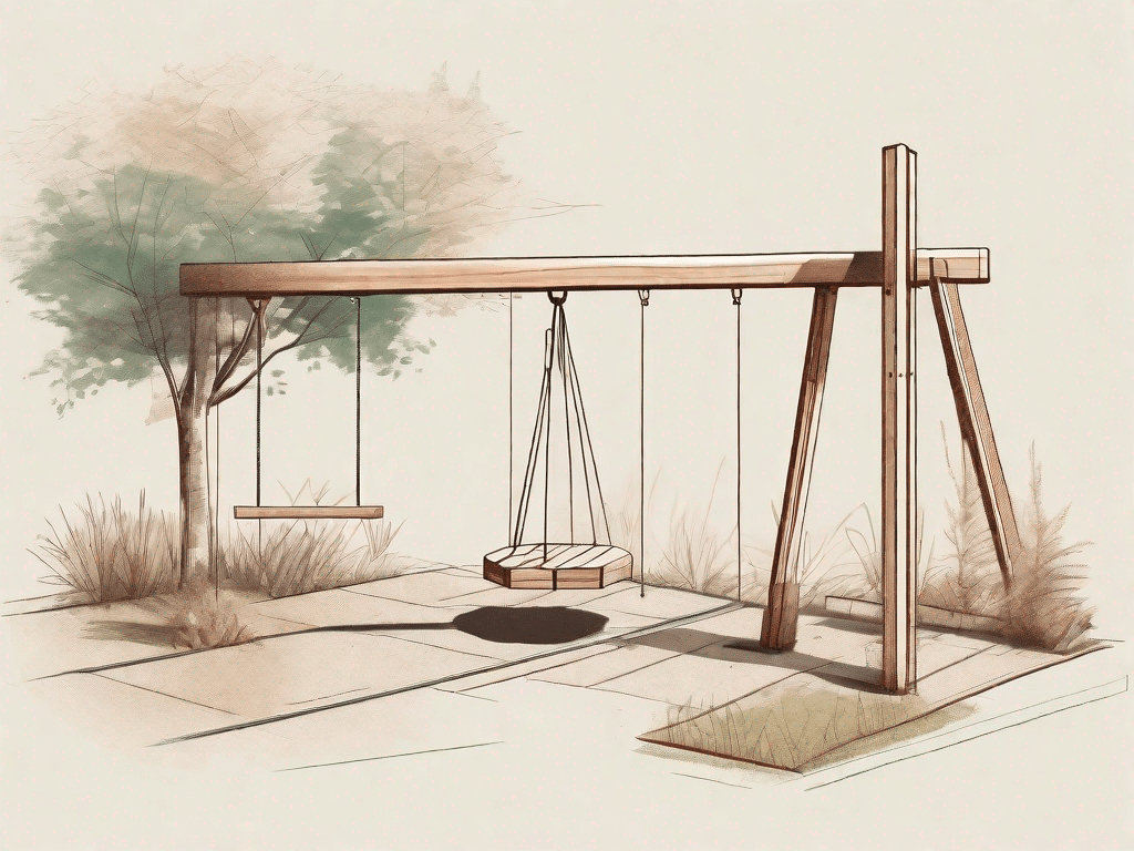 A wooden seesaw in a home garden setting