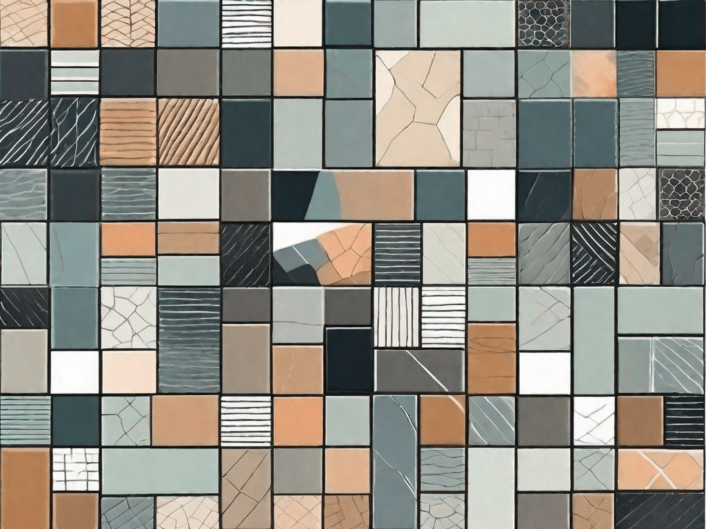 Various types of tile patterns with different colors and textures of grout (fugenmörtel)