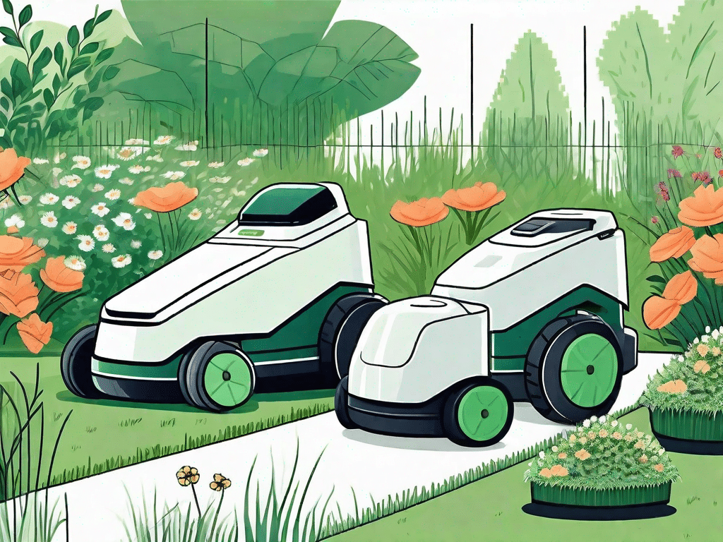 Various types of robotic lawn mowers in different sizes and shapes