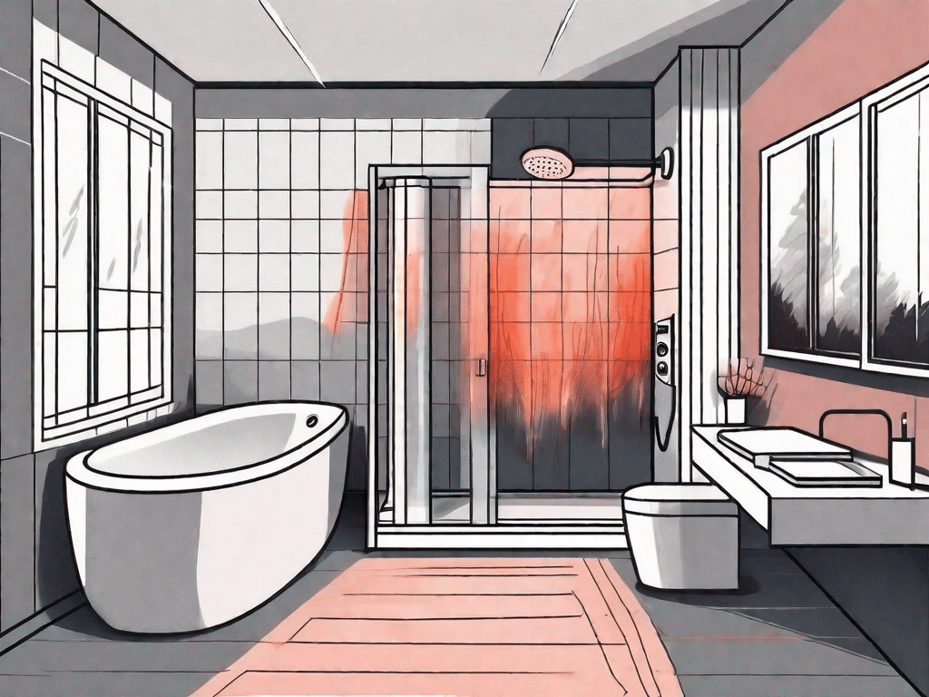 A modern bathroom featuring an infrared heater