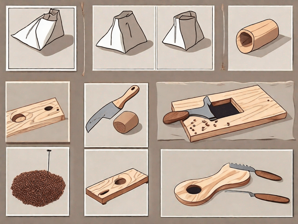 Various stages of creating a sack hole game