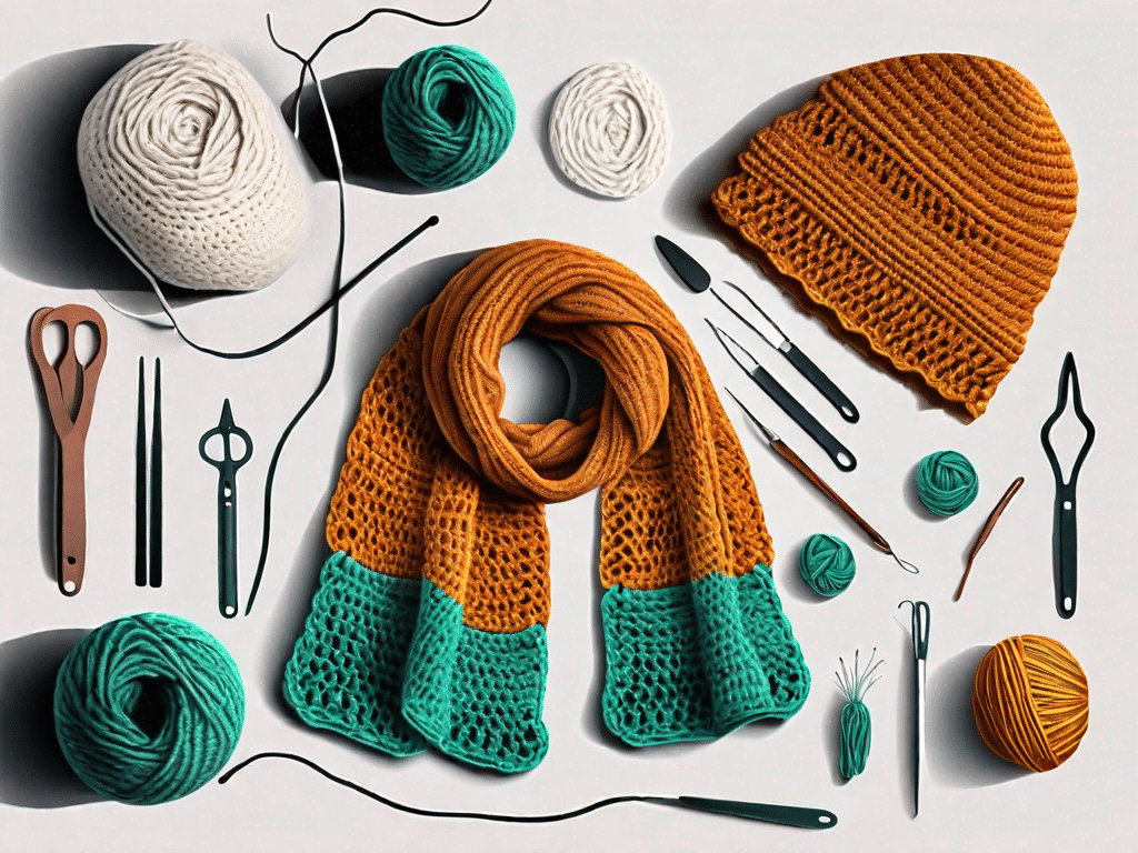 A variety of crochet projects such as a hat