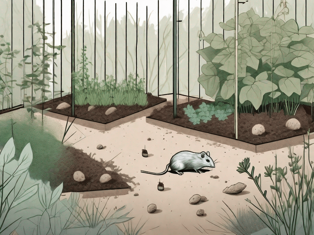 A garden scene showcasing various traps